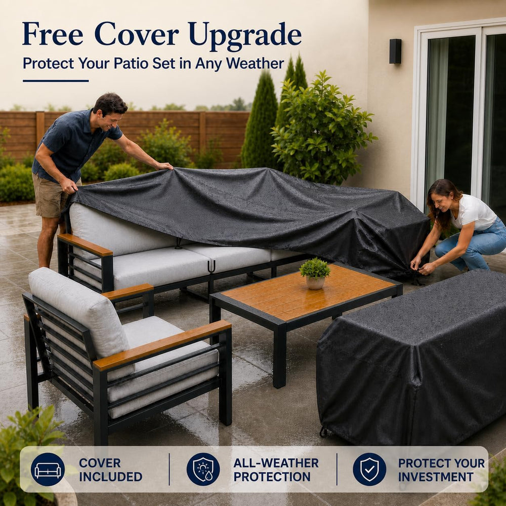 Aluminum Outdoor Patio Furniture, 4 Piece 5-Seat Conversation Set with 2 Chai...