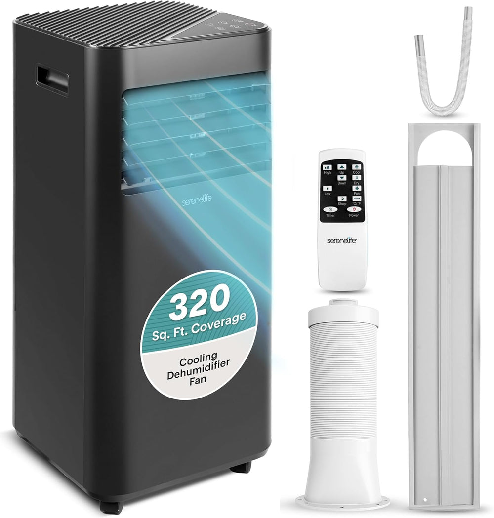SereneLife 10,000 BTU Portable Air Conditioner, 115V Compact Room Air Conditi...