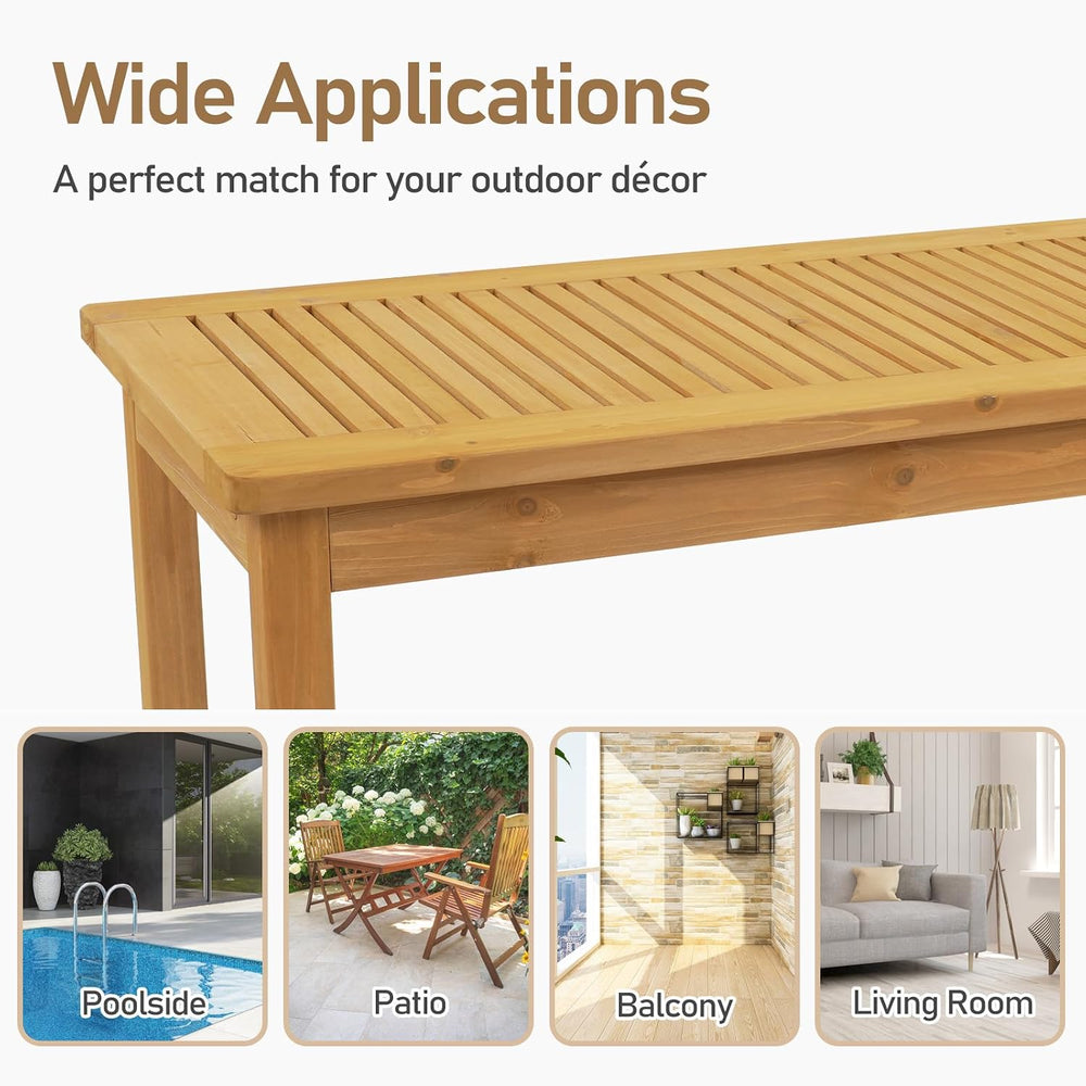 VINGLI Outdoor Wood Coffee Table, 35" Farmhouse Side Table for Patio, So...