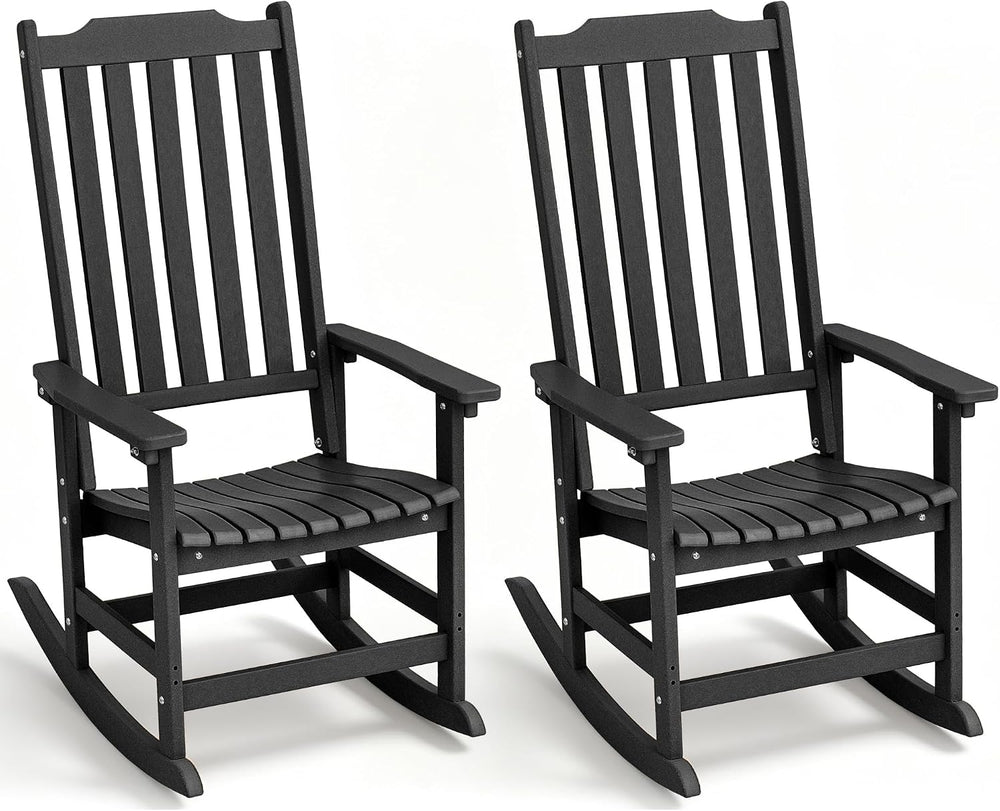 Oversized All-Weather Outdoor Rocking Chairs Set of 2, Patio Rocker