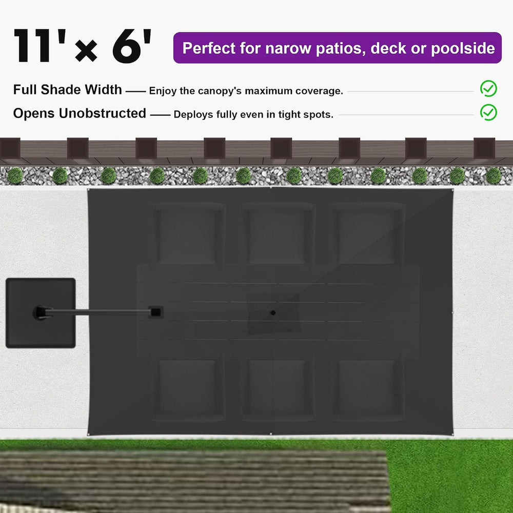 PURPLE LEAF Patio Cantilever Umbrell Left-right Tilting 10' X 6.5' Grey