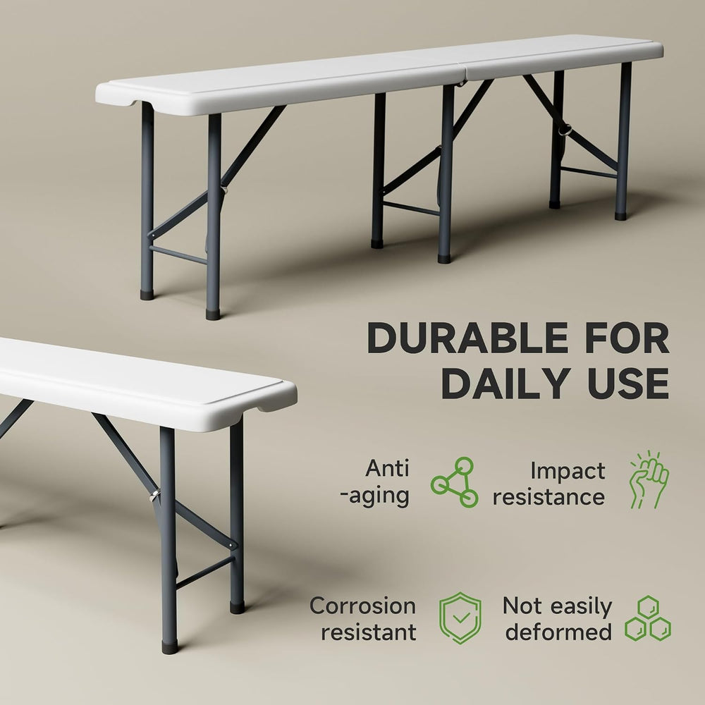 6FT Folding Bench - Heavy Duty 770lbs Capacity, Safety Locking Button & W...