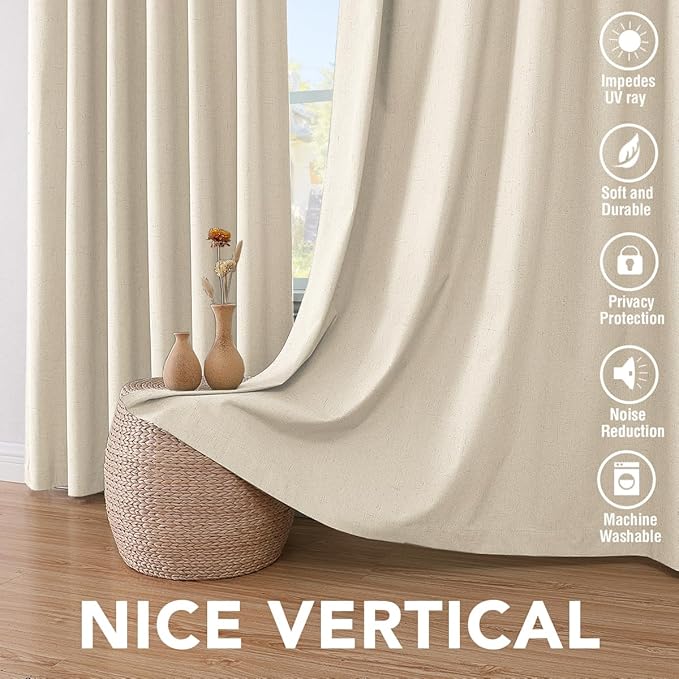 H.VERSAILTEX 100% Blackout Curtains for Bedroom Thermal Insulated Linen Textu...