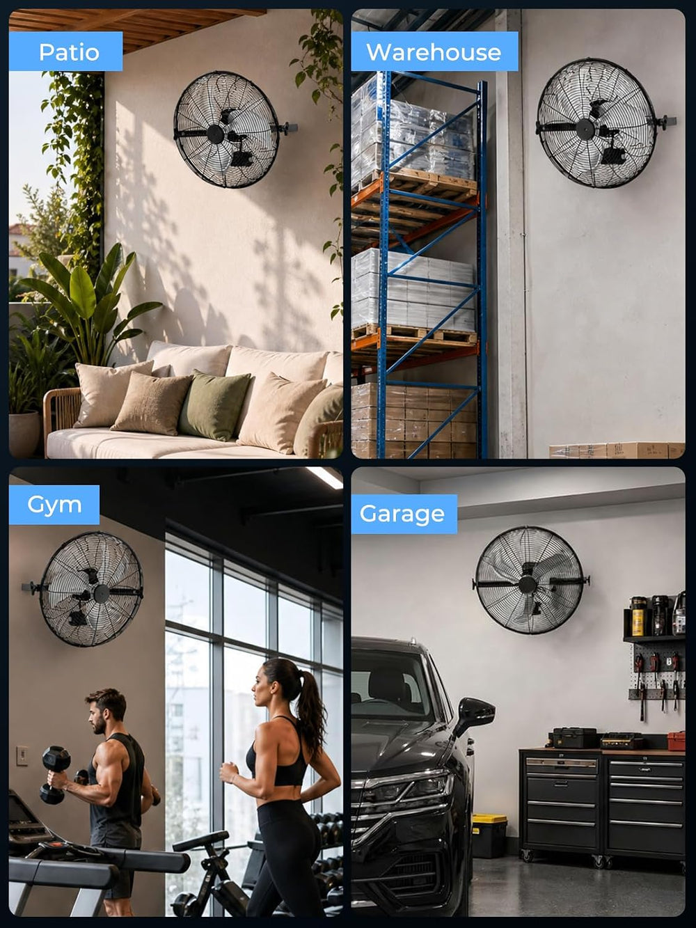 FOHERE 20 Inch Wall Mounted Outdoor Fan for Patio