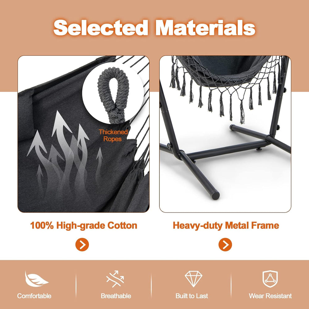 Giantex Hanging Swing with Stand - Hammock Chair with Phone Holder, Pillow, S...