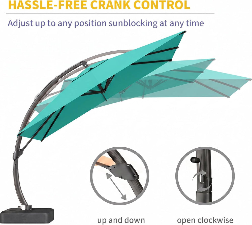 Kingdura 10x10 FT Cantilever Patio Umbrella with Base Included, Large Square ...