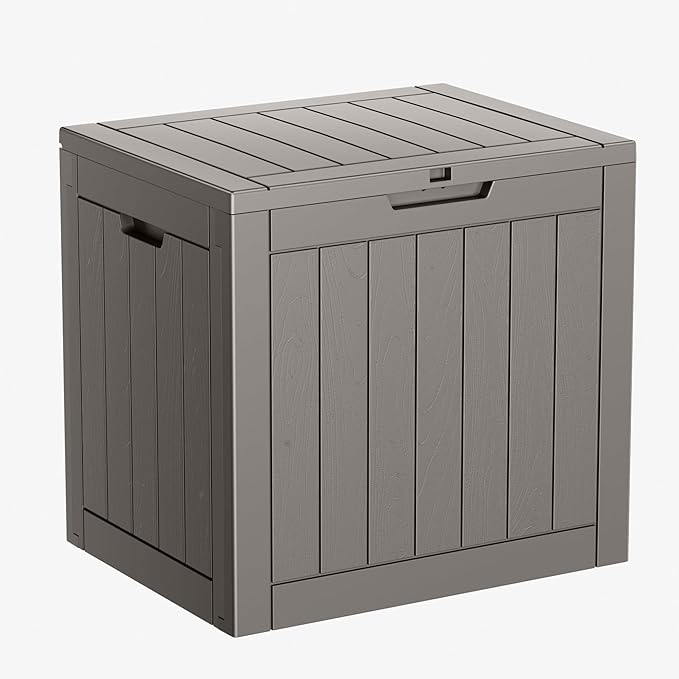 31 Gallon Resin Deck Box, Lockable Patio Outdoor Storage Box for Furniture, G...