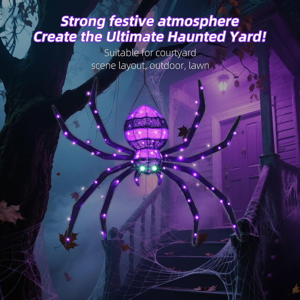 HOYECHI Halloween Decorations Outdoor Hanging Spider - 4.2FT Giant Climb The ...