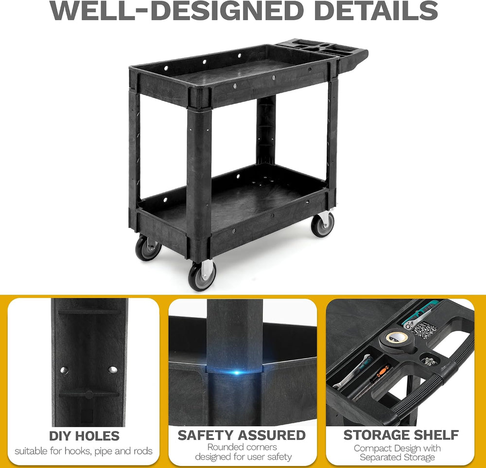 DWVO 40 x 17 in Heavy Duty Rolling Utility Cart on Wheels Black