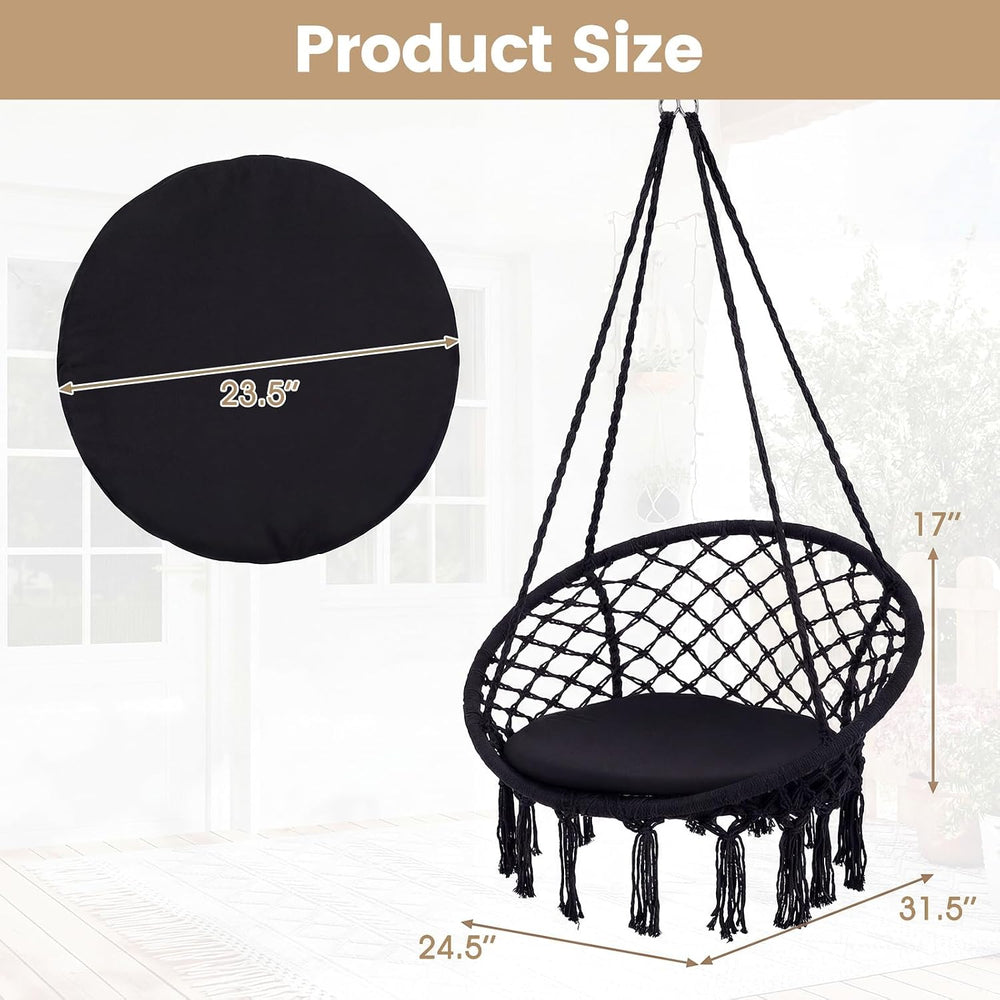 Happygrill Hammock Swing Chair with Round Seat Cushion