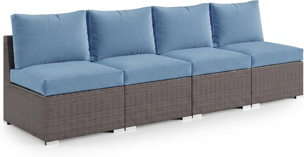 Wisteria Lane Patio Furniture Set for All Wheather, 4 Pieces Armless Wicker O...