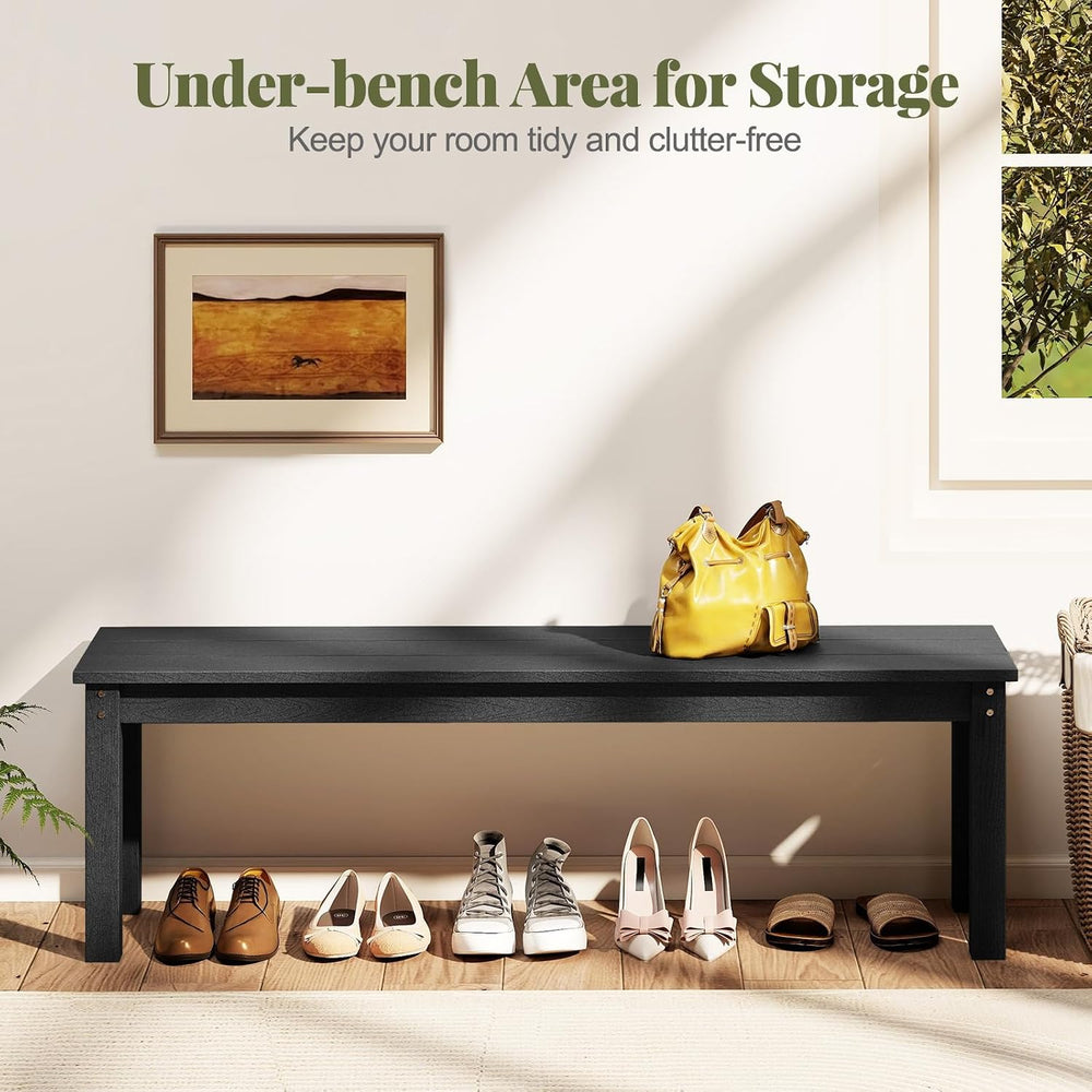 Tangkula HDPE Outdoor Bench, 2-3 Person Patio Bench, 55" Backless Garden...