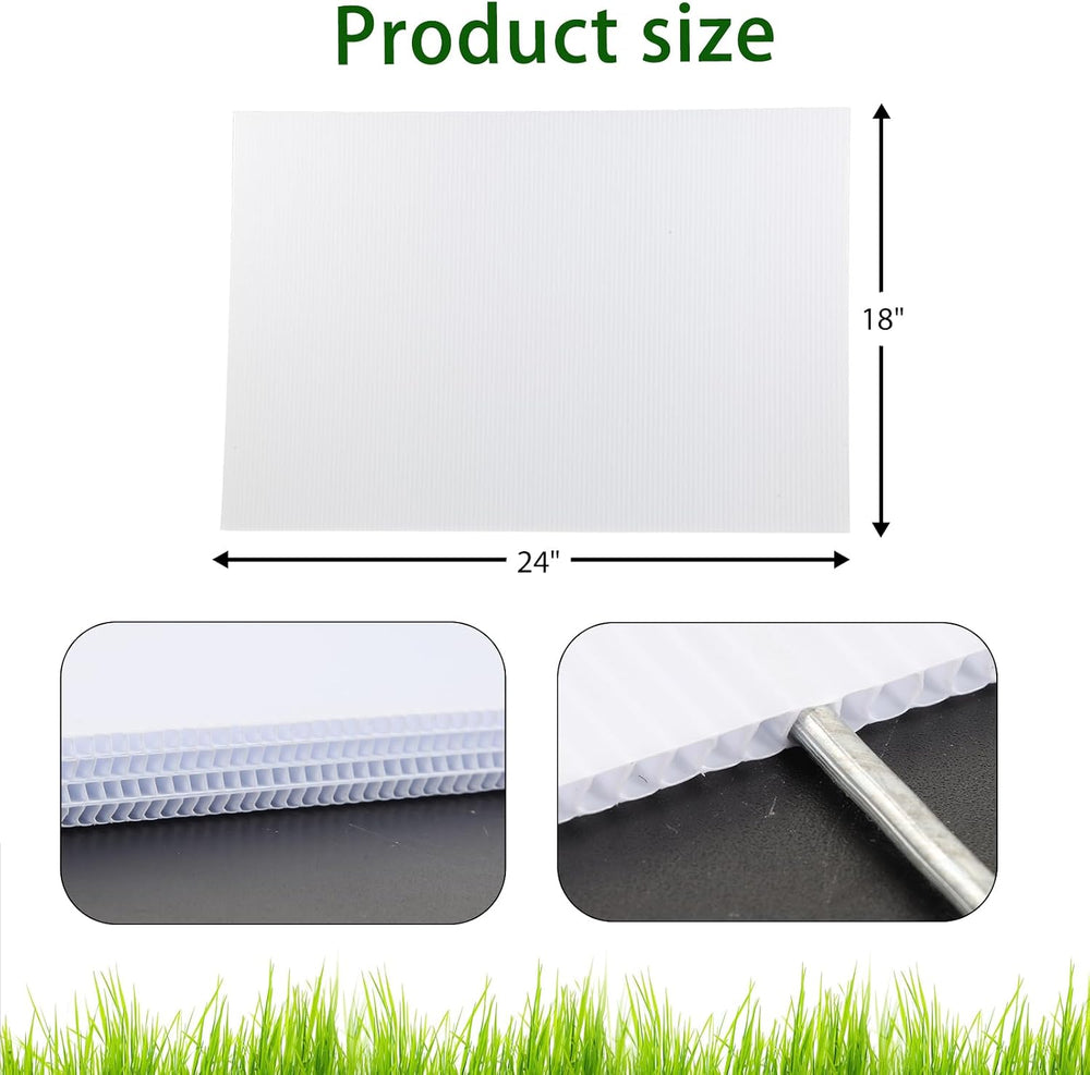12 Pack Large Blank Yard Signs 18 x 24" with Metal Stakes, White Plastic...