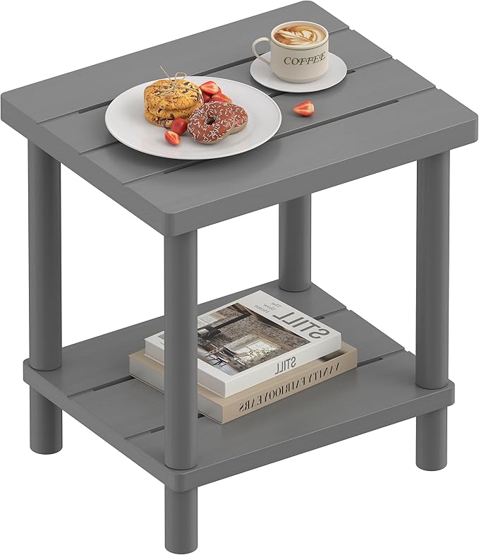 Outdoor Side Table, 2-Tier Small Outdoor Table for Patio, Adirondack Side Tab...