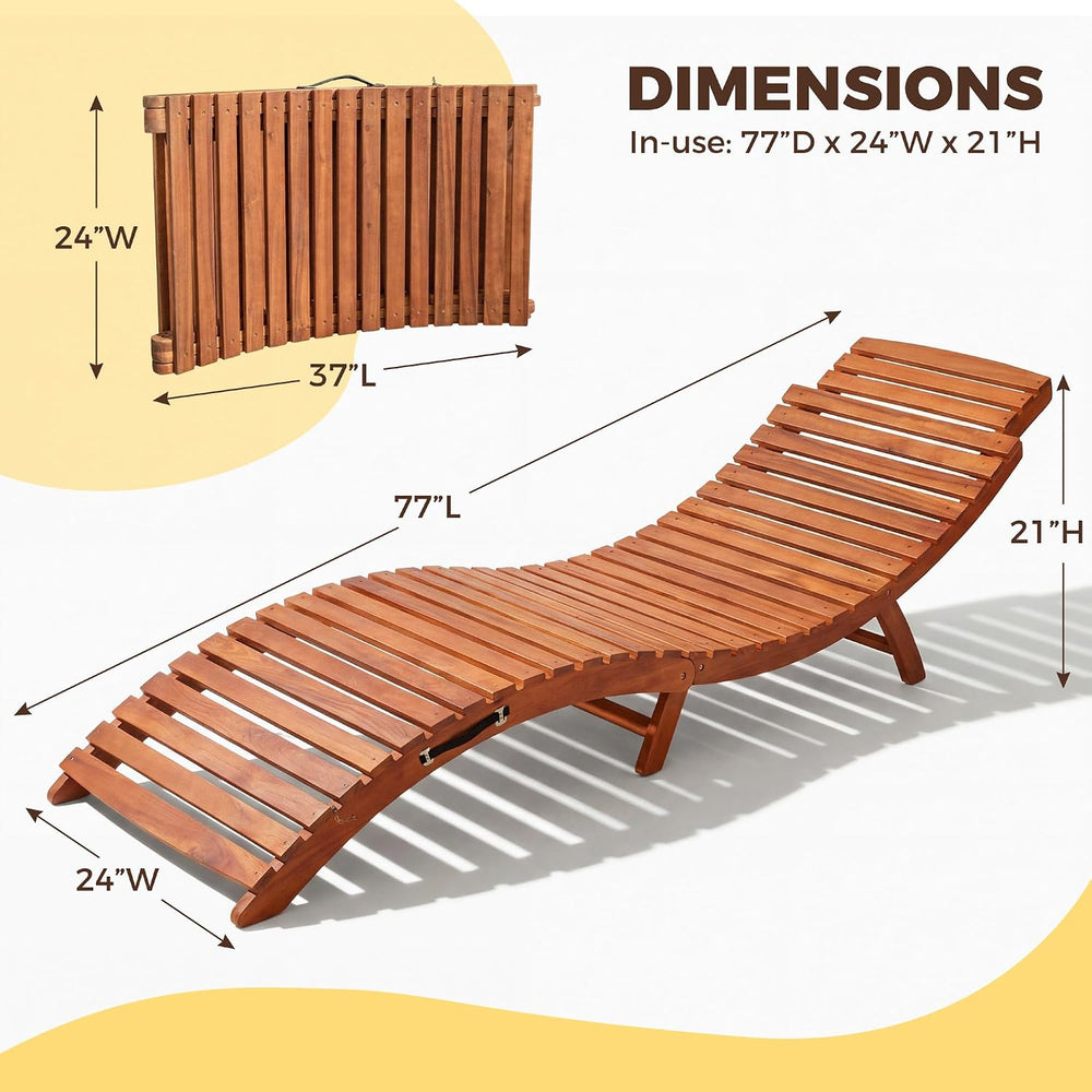 Flamaker Lounge Chair Outdoor Acacia Wood with Side Handle (2 Pieces)
