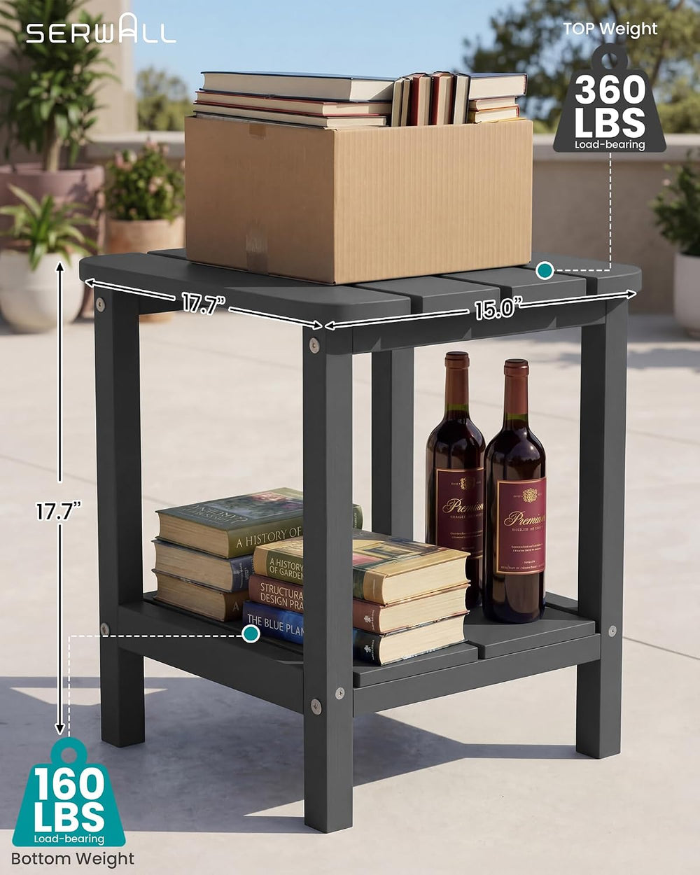 SERWALL Adirondack Table Set of 4, Outdoor Side Table- Gray