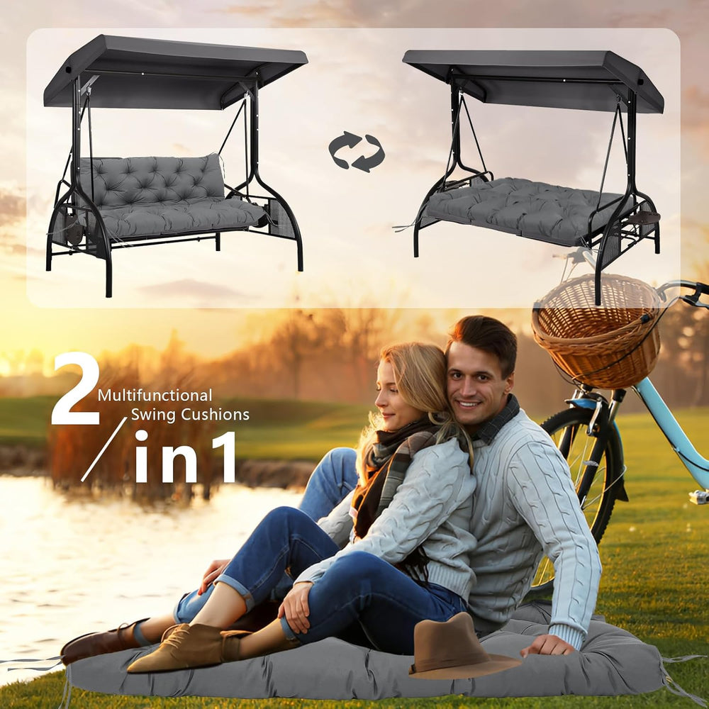 Porch Swing Cushions 60x40 Inch, 5" Extra Thick Waterproof Outdoor Swing...