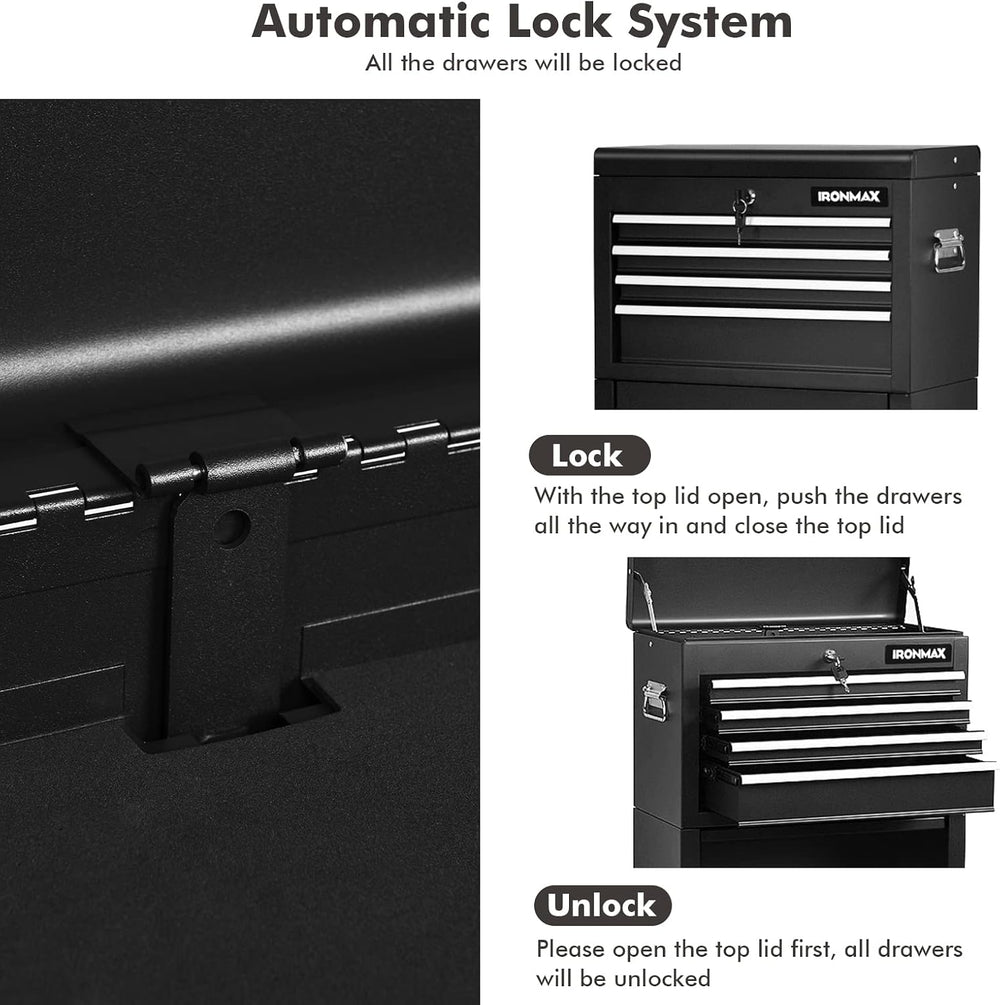 Goplus Tool Chest, 3-in-1 Rolling 6 Drawers Tool Cabinet with Detachable Top ...