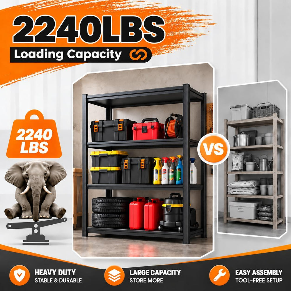 Garage Shelving Heavy Duty Storage Shelves Boltless Unit 44"H x 40"...
