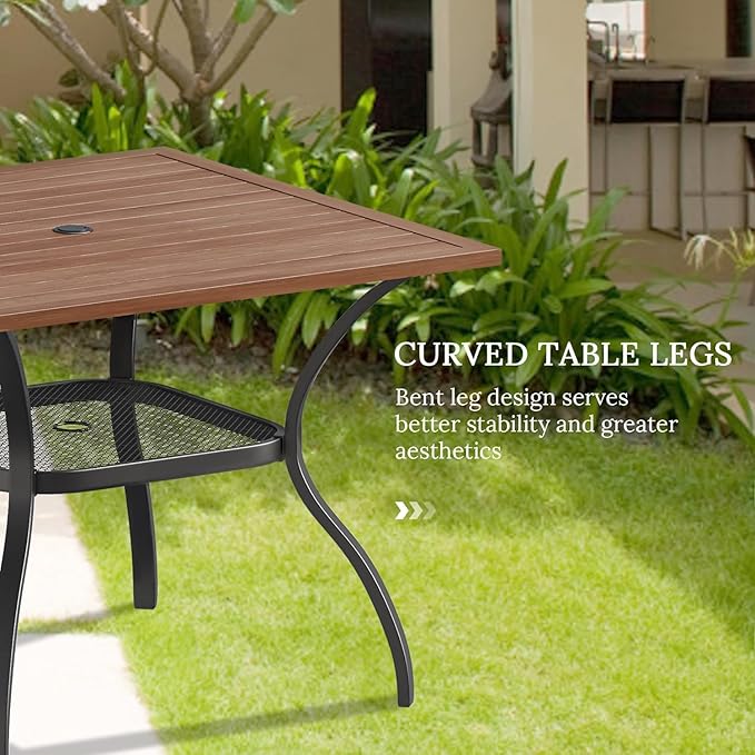VICLLAX 5 Pieces Patio Dining Set, Outdoor Furniture Set Includes 37.8" ...