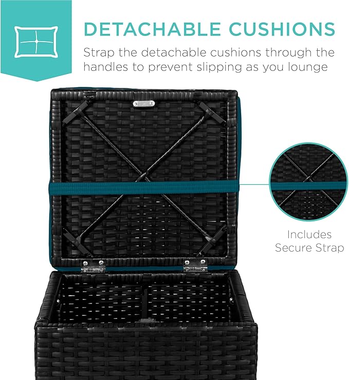 Best Choice Products Set of 2 Wicker Ottomans, Multipurpose Outdoor Furniture...