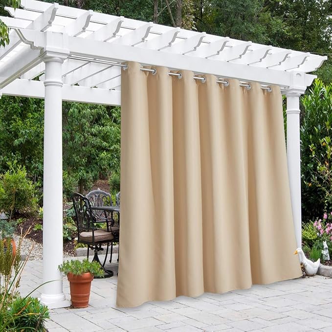 NICETOWN Outdoor Curtain for Patio Waterproof, Rustproof Grommet Outdoor Livi...