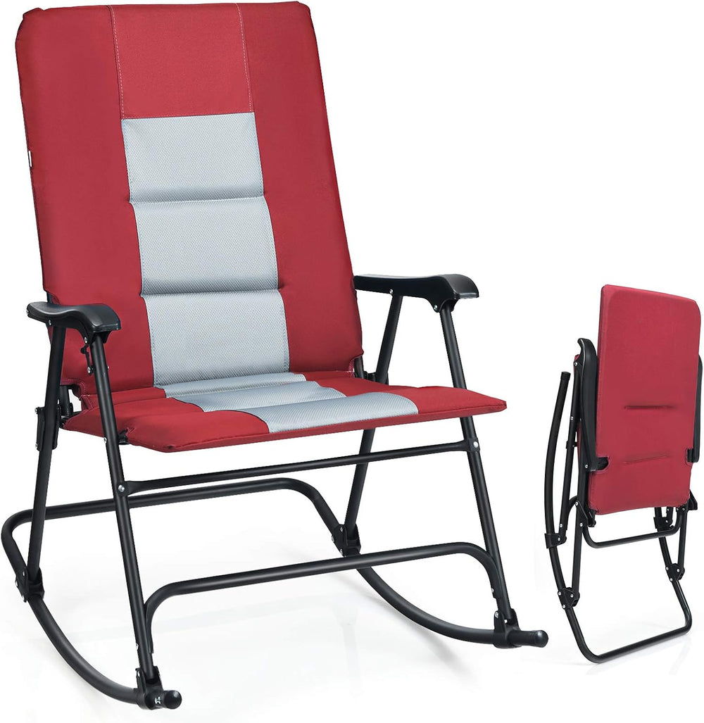 GIANTEX Camping Rocking Chair Foldable Oversized with Padded Armrest and Seat...