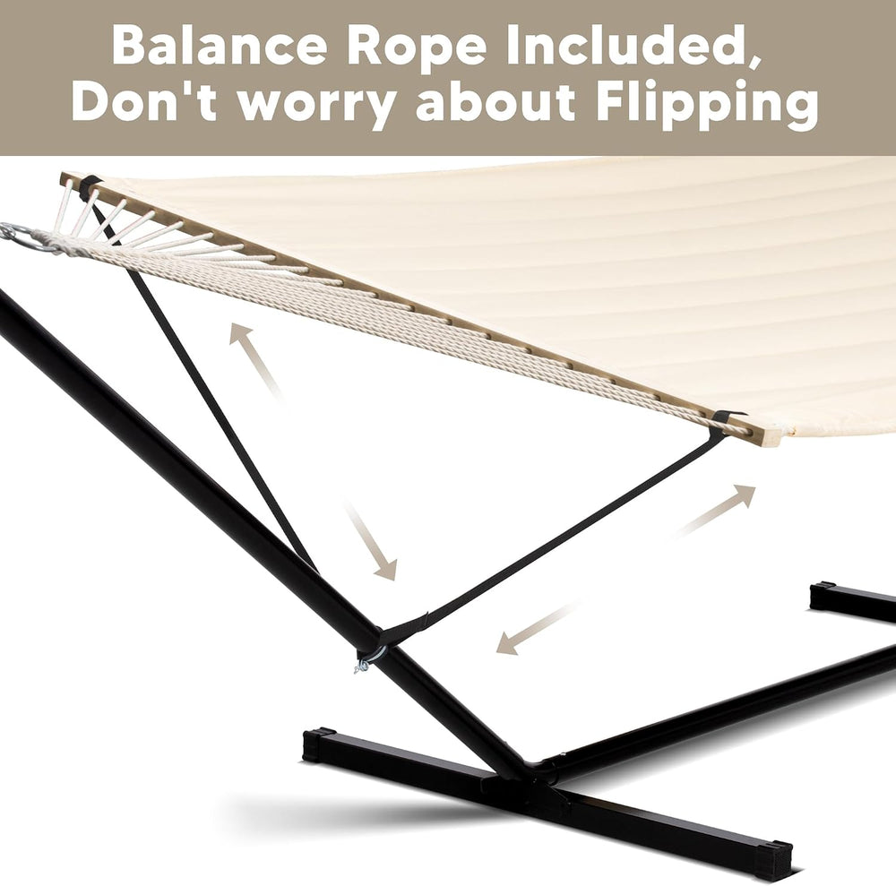 Portable Outdoor Hammock with Stand, Sun-Protective Canopy, Beige