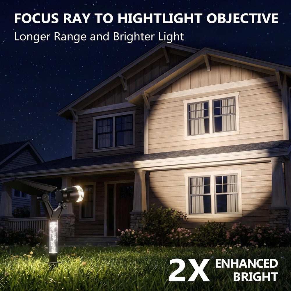 DenicMic Solar Spot Lights Outdoor Waterproof White Lens LED 4 Pack | Adjusta...