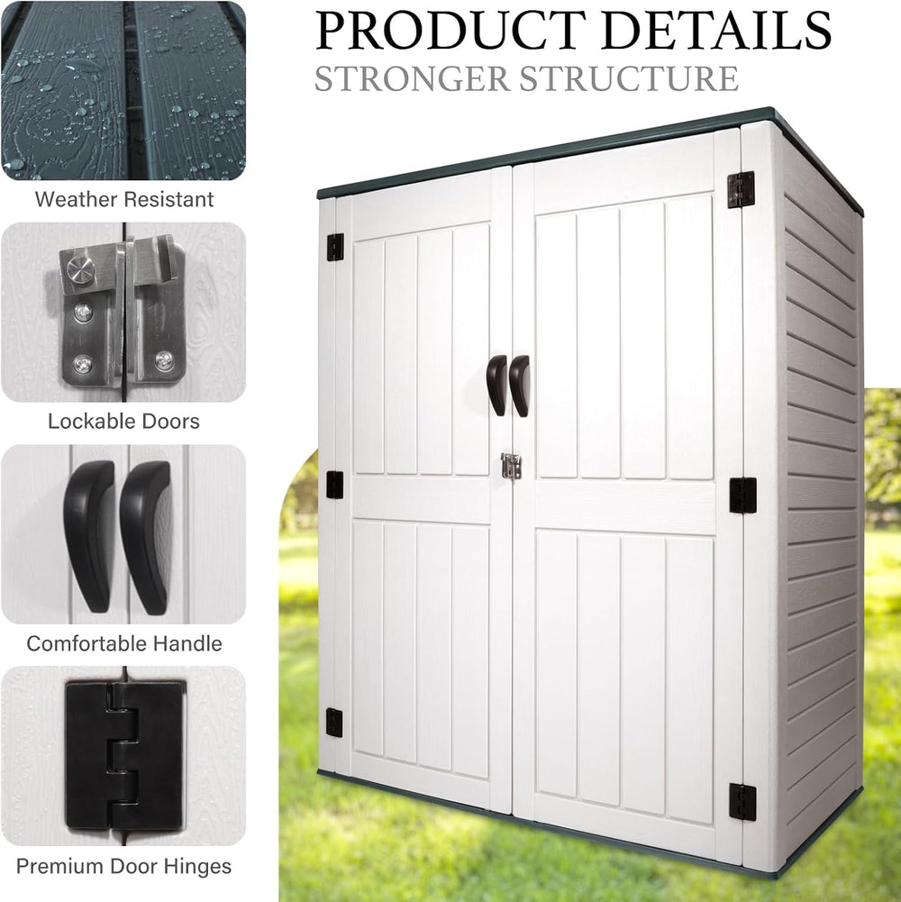 Outdoor Storage Cabinet, 52 Cu ft Resin Storage Box for Patio Garden Yard - W...