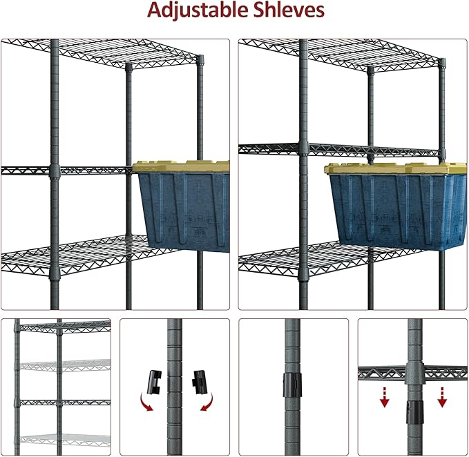 IZEUK 4-Tier Outdoor Metal Storage Shelving Unit, Heavy Duty Wire Rack Organi...