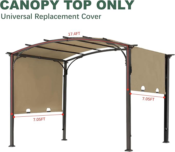 85''x 208'' Universal Doubleton Steel Pergola Replacement Cov...