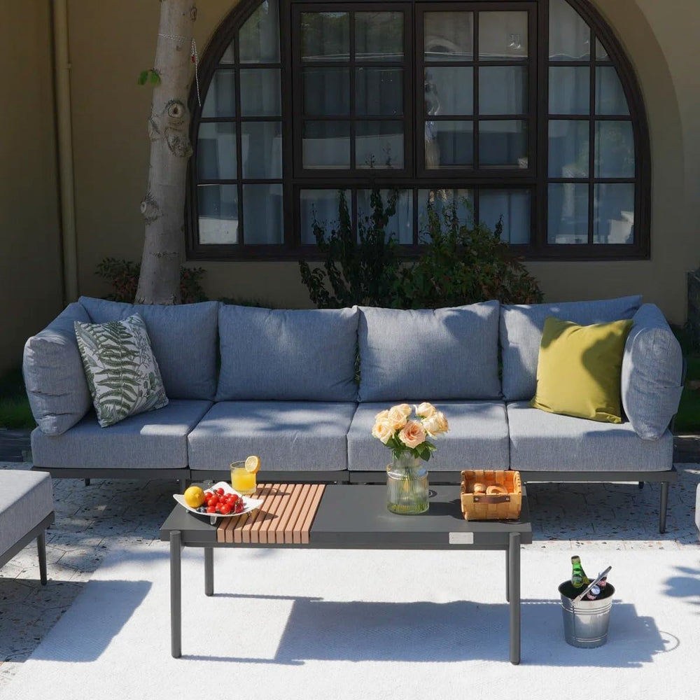 Sundale Outdoor Metal Patio Furniture Set, Modern Outdoor Sectional Sofa