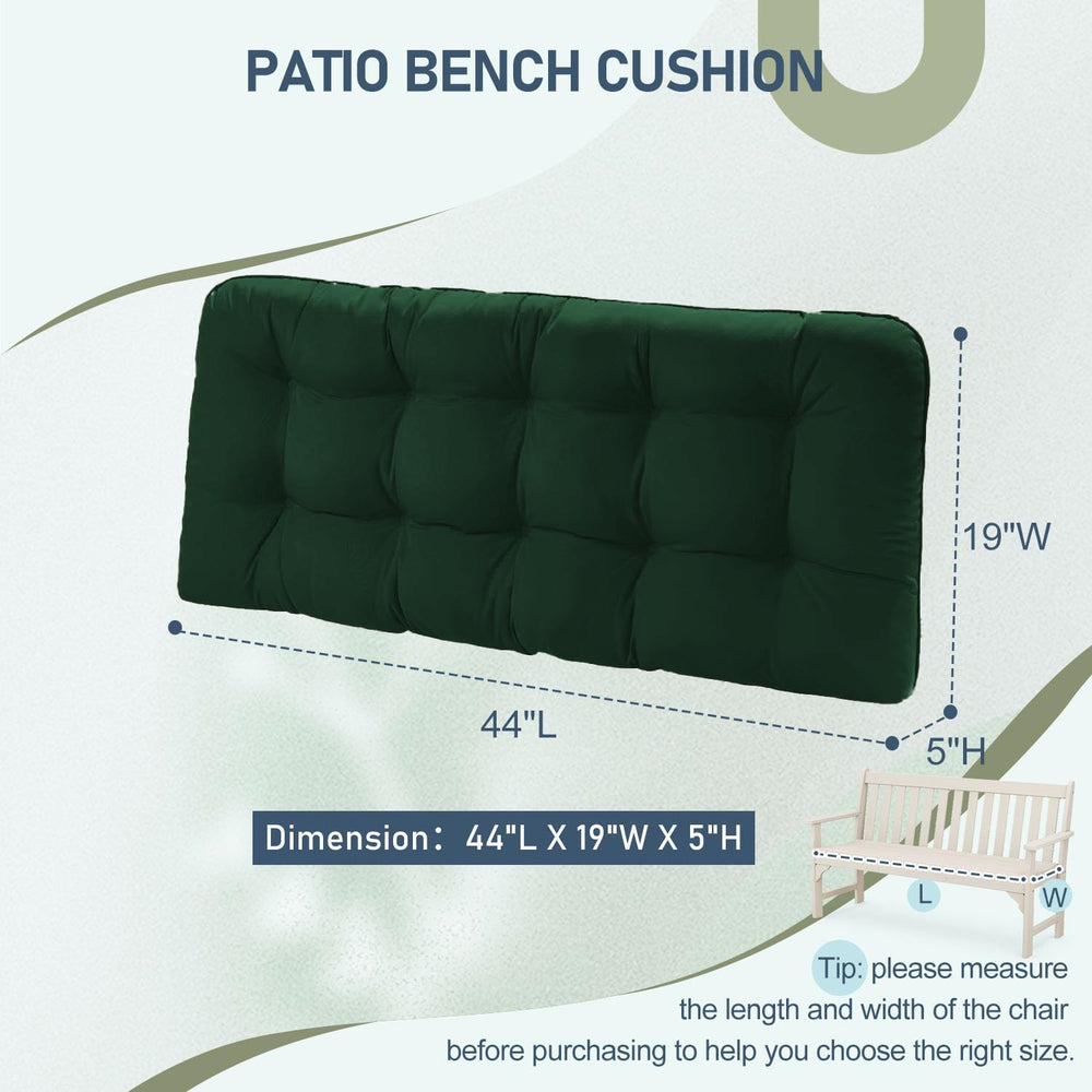 downluxe Outdoor Bench Cushion for Patio Furniture, Water Resistant Tufted Ov...