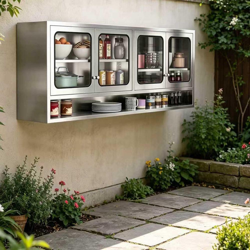 ZZV 70.87“ Kitchen Wall Cabinet, Stainless Steel Wall Mounted Cabinet with Ad...