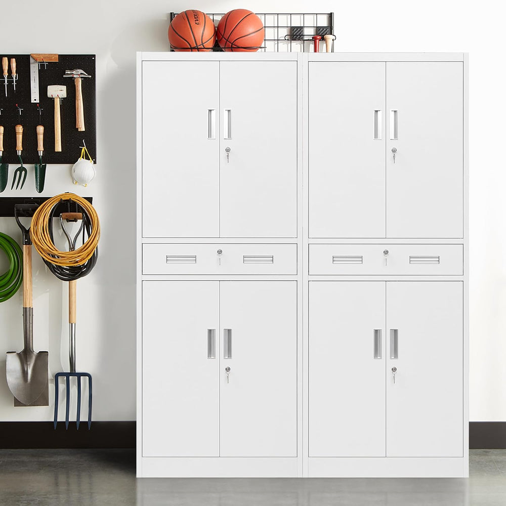 Metal Storage Cabinet, 71" H x 28" W x 16" D Locking Storage C...