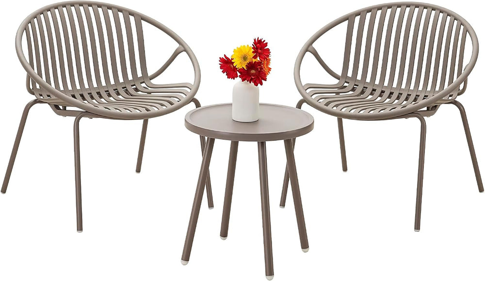 Werph 3-Piece Outdoor Bistro Table and Chairs Set for Backyard & Deck, Grey
