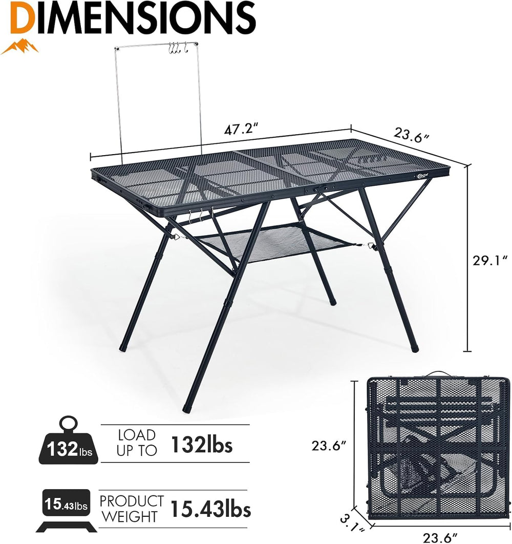 Portal 4 ft Folding Camping Grill Table Heavy Duty Portable Outdoor for BBQ