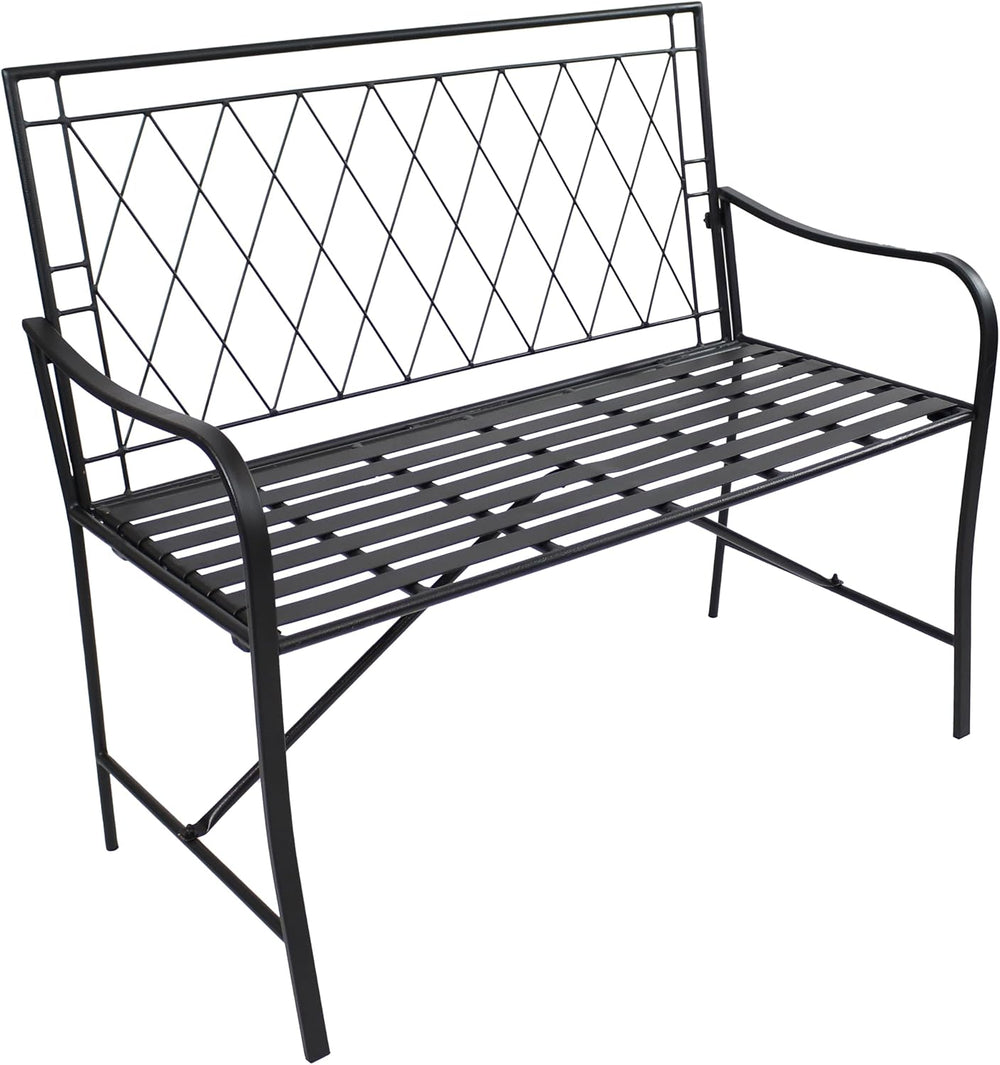 Sunnydaze 2-Person Iron Outdoor Garden Bench - Black - 42.25" W
