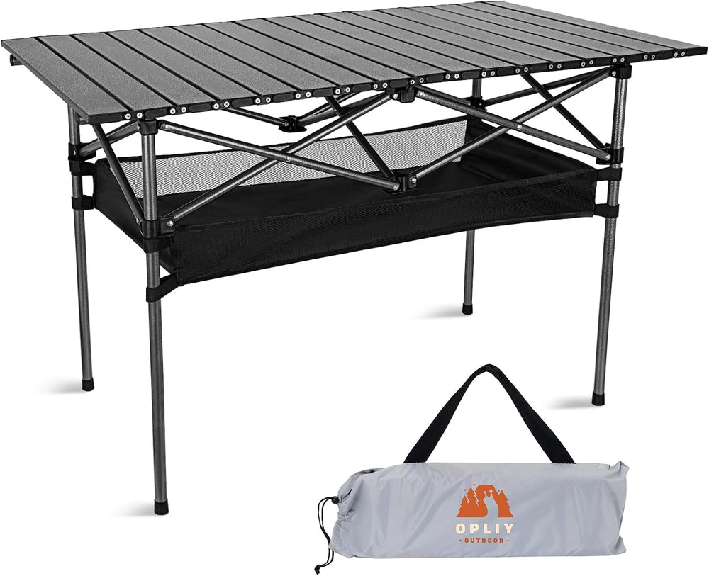 Opliy Portable Folding Camping Table for 4-6 Persons Aluminum Collapsible Tab...