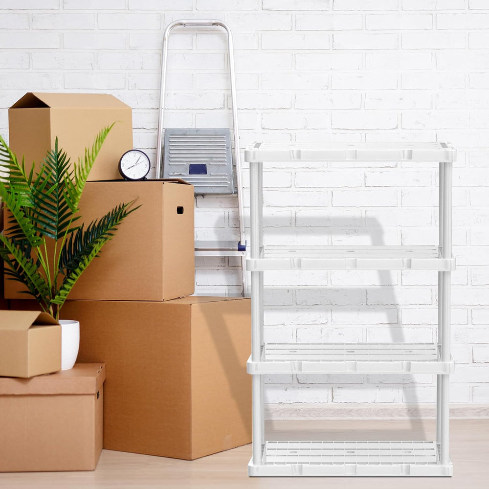 Gracious Living Knect-A-Shelf 4-Shelf Plastic Storage Unit & Rack, White