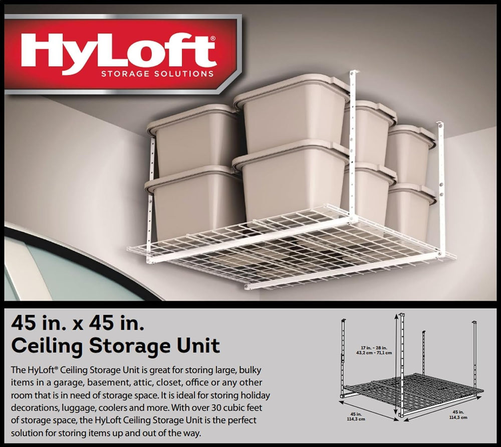 HyLoft Overhead adjustable Garage Storage Rack,Heavy Duty Steel Garage Storag...