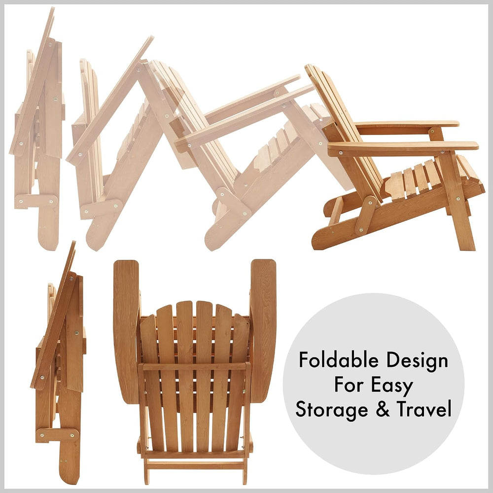 Casafield Oversized Folding Adirondack Chair, Set of 2 Cedar Wood Outdoor Fir...