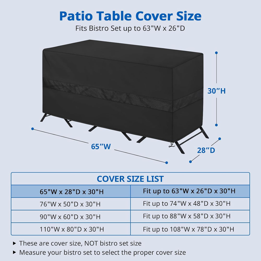 Bistro Set Cover Waterproof, Outdoor Patio 3 Pieces Furniture Set Table and C...