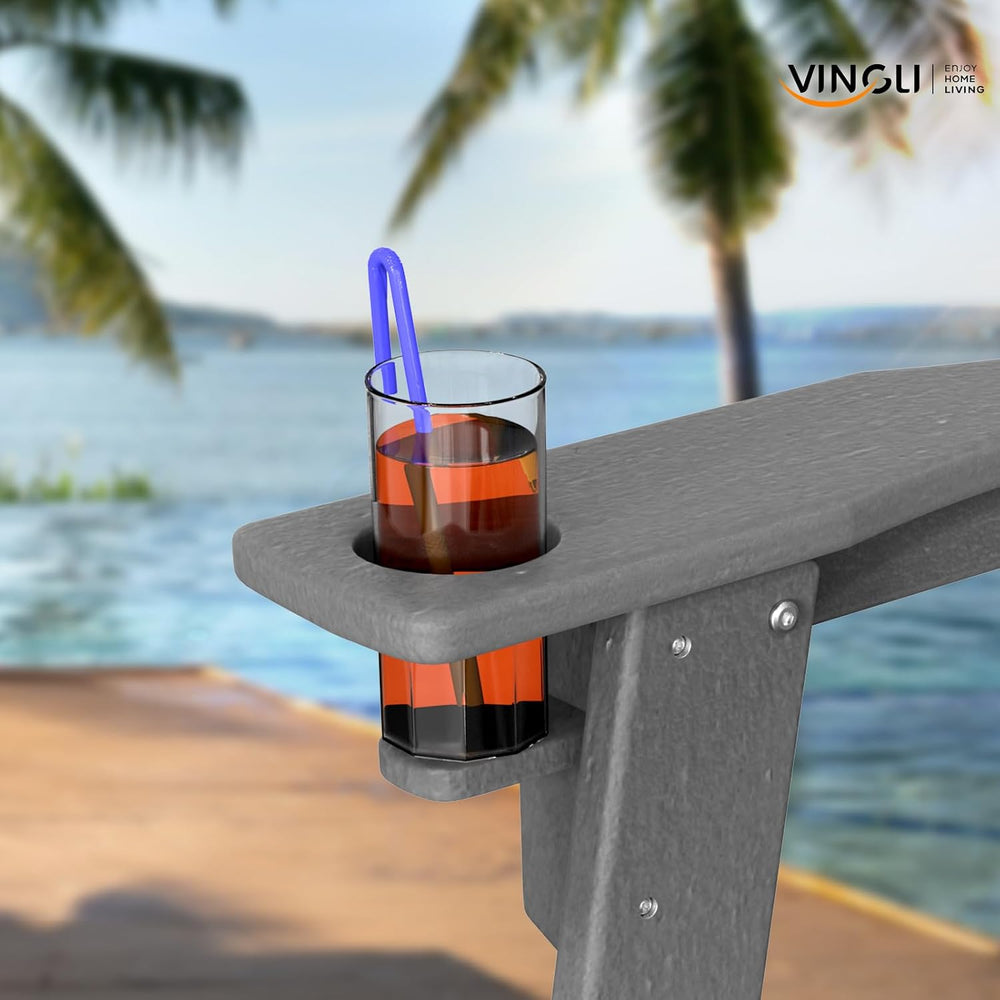 VINGLI Plastic Adirondack Chairs Set of 4, Folding with Cup Holder, Waterproo...