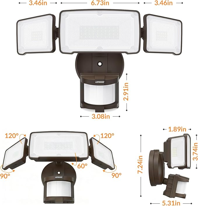 LEPOWER LED Security Light Motion Sensor Light Outdoor, 38W 4200LM Motion Sec...