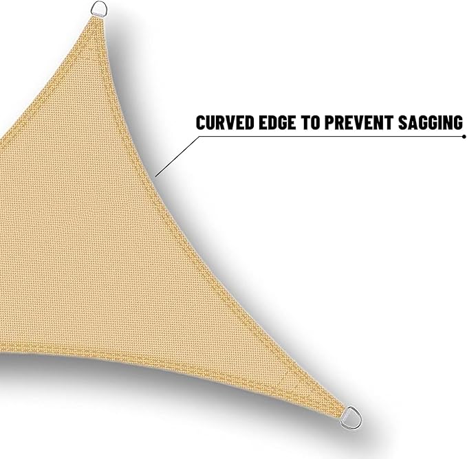 SUNNY GUARD Waterproof Sun Shade Sail 12' x 12' x 12' Sand Triang...
