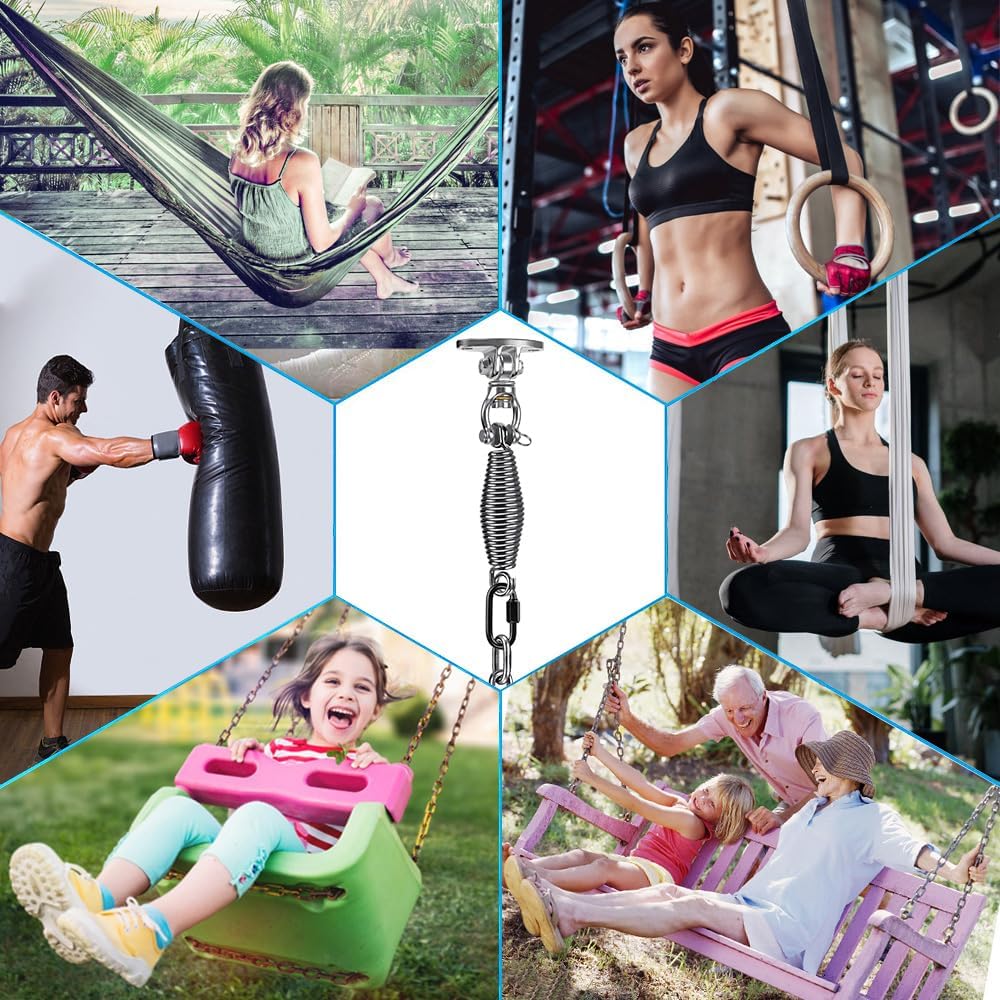 SELEWARE Hammock Chair Hanging Kit, Bearing Swing Hanger w/Spring & Chain