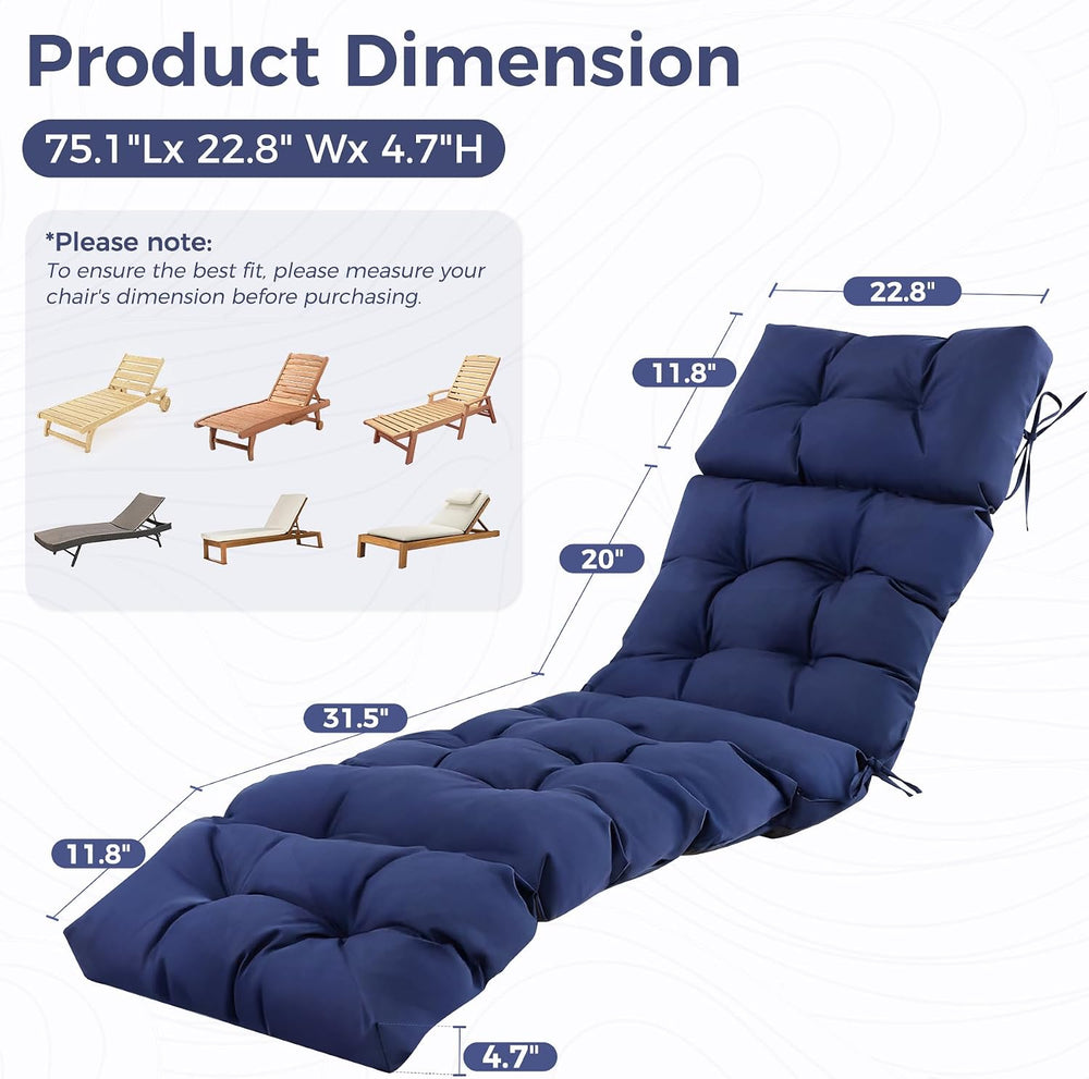 Outdoor Chaise Lounge Cushions, Waterproof Lounge Chair Cushions