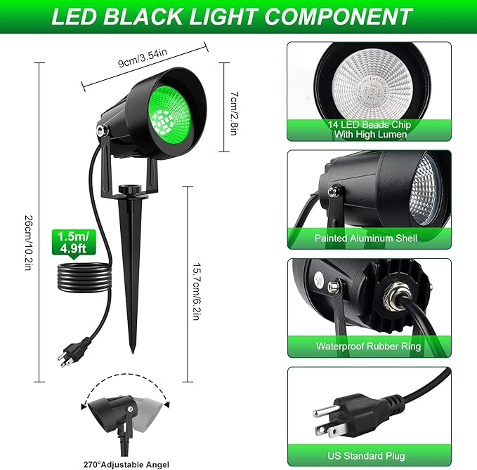 St. Patrick's Day Green Spotlights Outdoor, 14 LED Landscape Lighting wit...